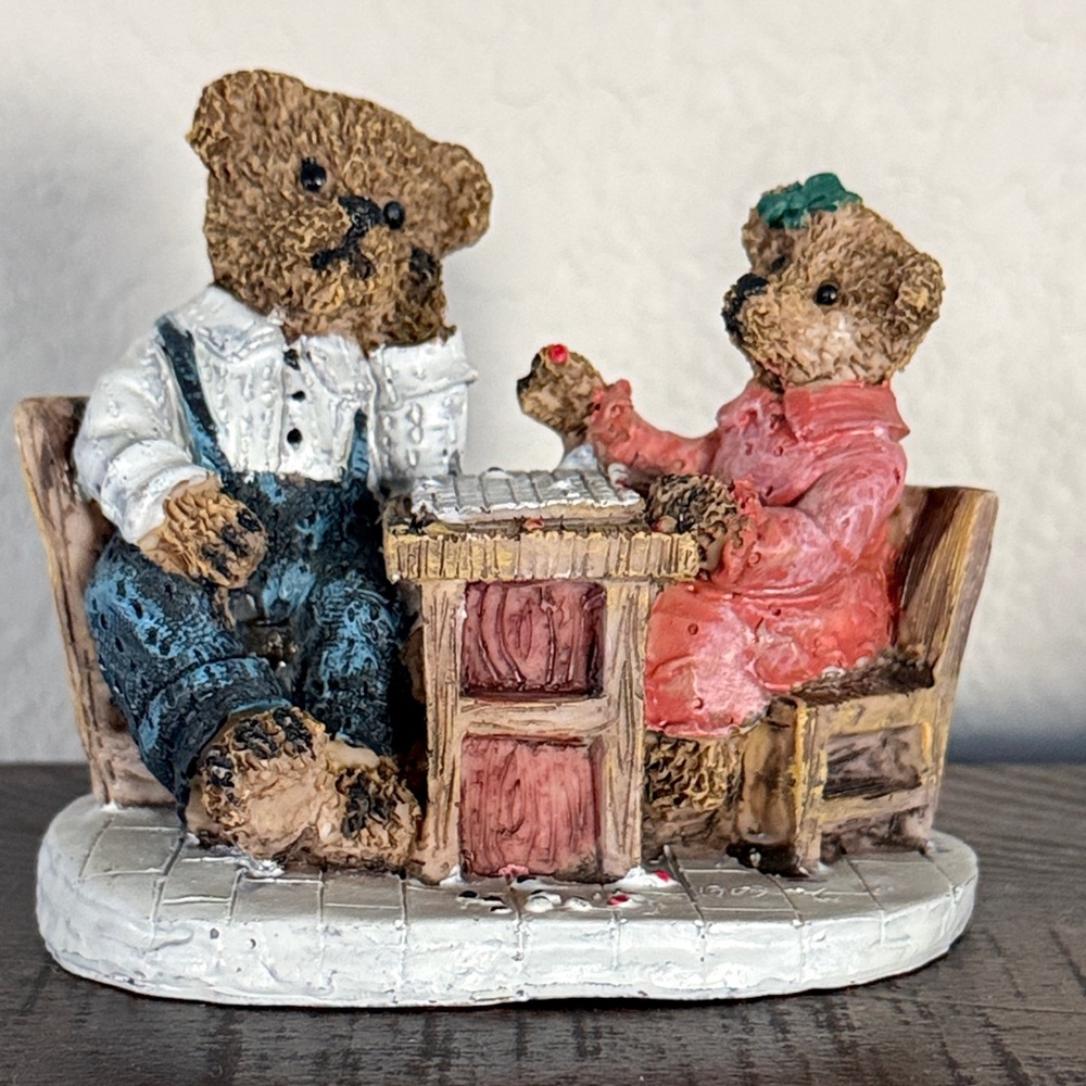 Charming Bear Figurine with Red and Blue Outfits